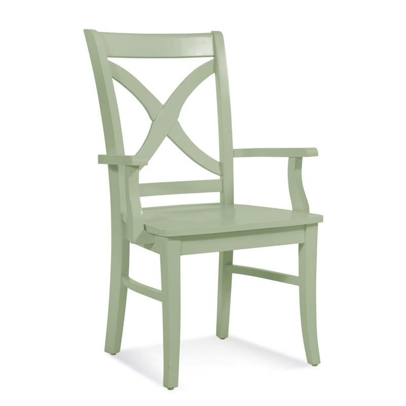 Hues Solid Wood Arm Chair, Celery