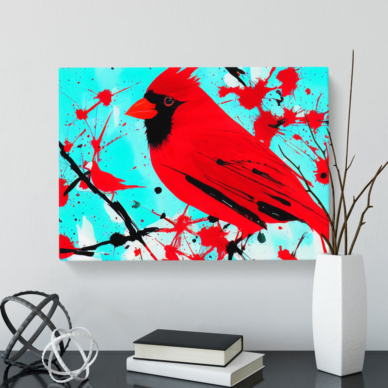 Cardinal Bird Splash Vol.1 - Wrapped Canvas, 35cm H x 50cm W x 3cm D