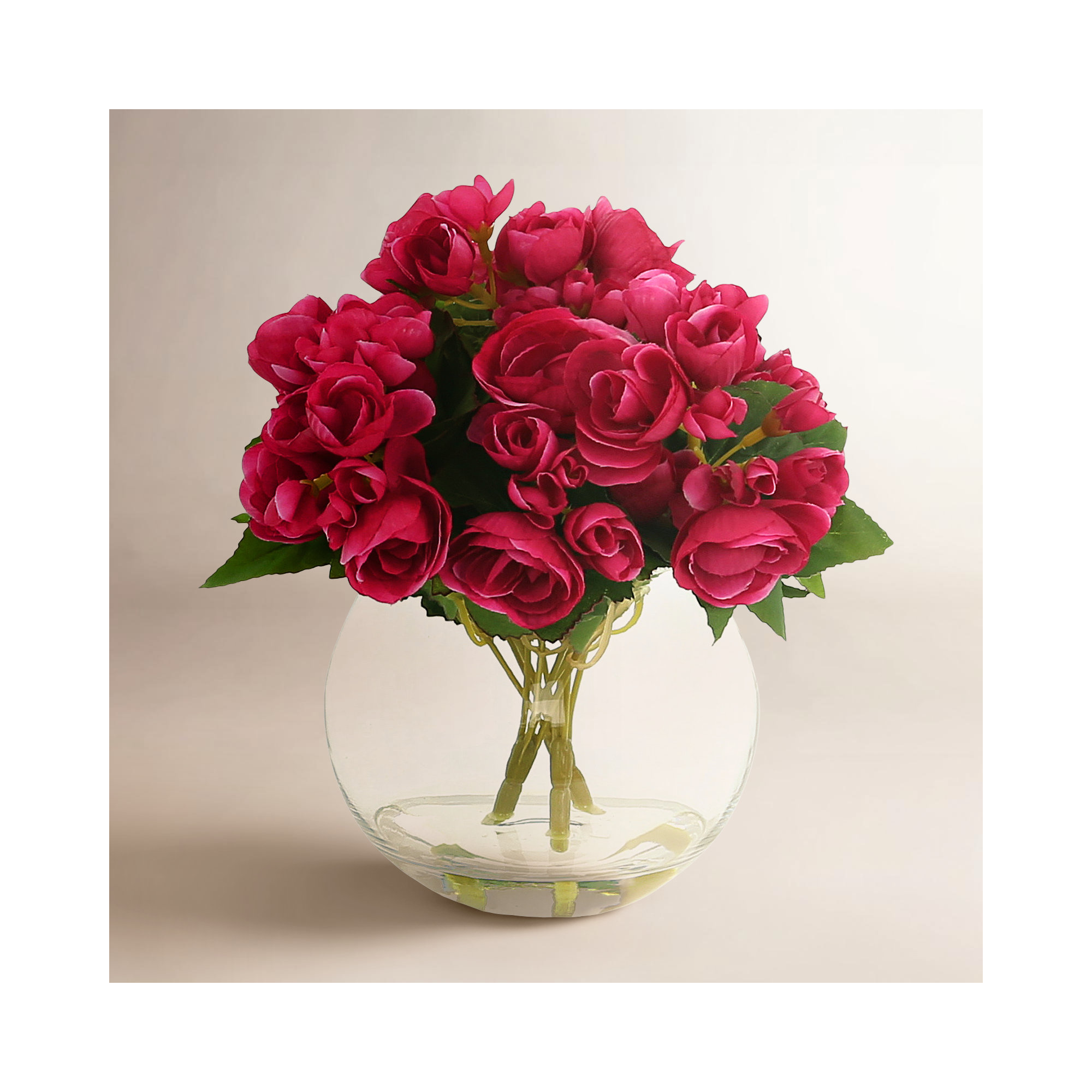 Begonia Floral Arrangement in Vase, Fuchsia