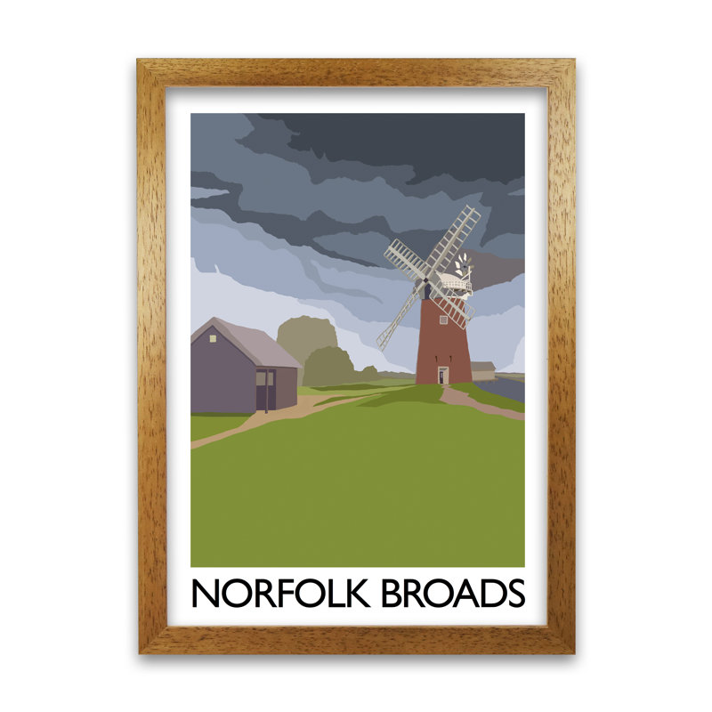 Norfolk Broads by Richard O'Neill - Single Picture Frame Print, Honey Oak, 594 cm H x 42 cm W