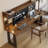 Nut-brown Rectangular Solid Wood+Iron desk-1262718933