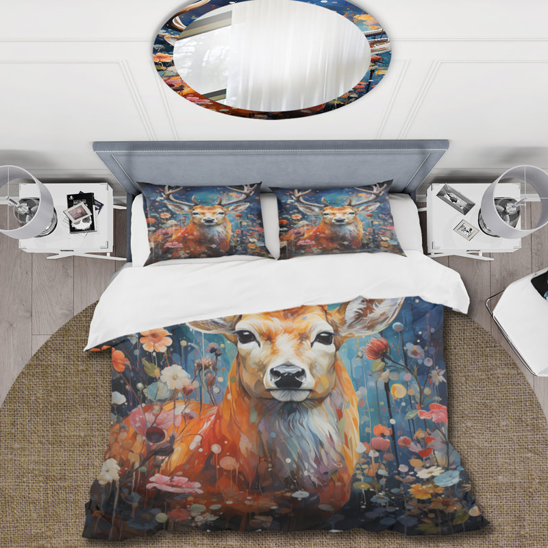 Animal Deer Symphony Of Forest I - Animals Duvet Cover Set, King Duvet Cover + 2 King Shams