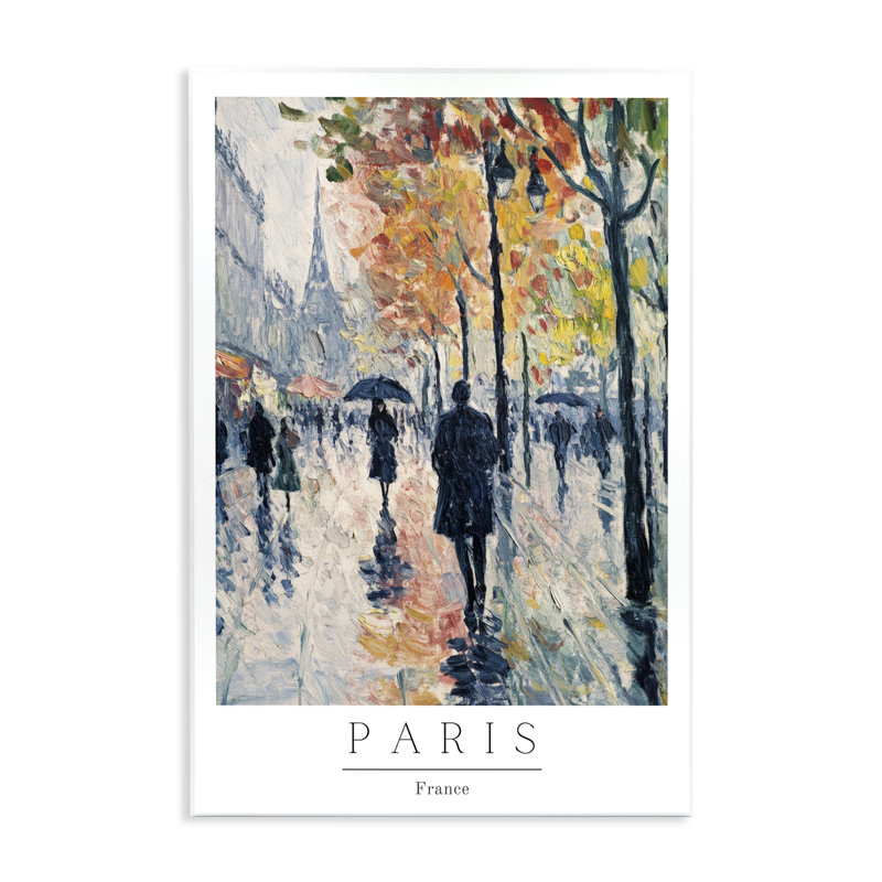 «Autumnal Paris Street Scene», plaque murale par Petal Prints Design, H 19 po x l 13 po