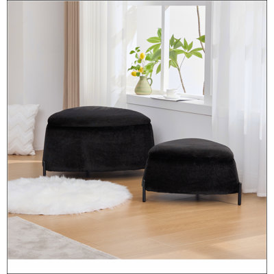 29.9"Wide 2 - Piece Upholstered Storage Ottoman Set Footrest Shoe Changing Stool with Metal Legs,Faux Fur Foot Stool Coffee Side Table With Reversible Lid for Living Room Bedroom Entryway