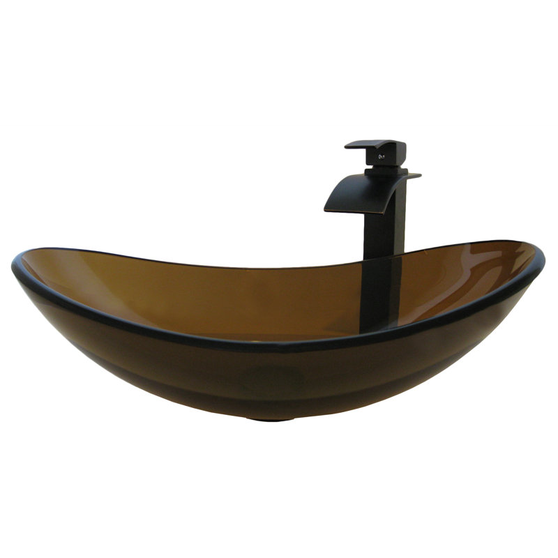 Novatto 14.5 " Glass Oval Bathroom Sink with Faucet