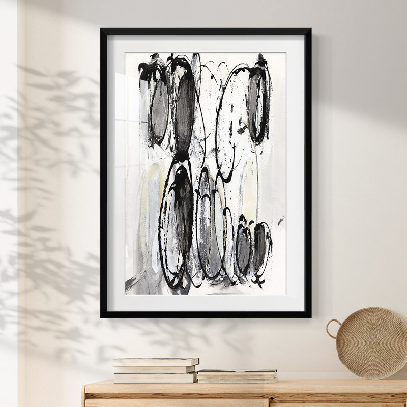 Gray Scribbles II - impression encadrée, H 28,5 po x l 20,5 po, Noir