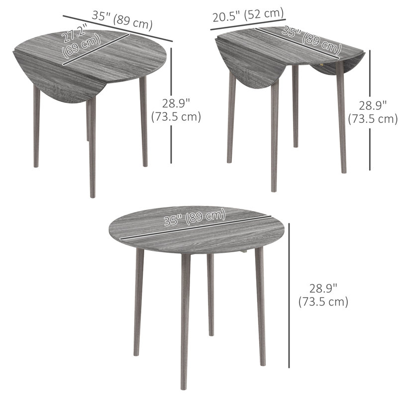 Koryun Pine Round Solid Wood Base Dining Table, Grey