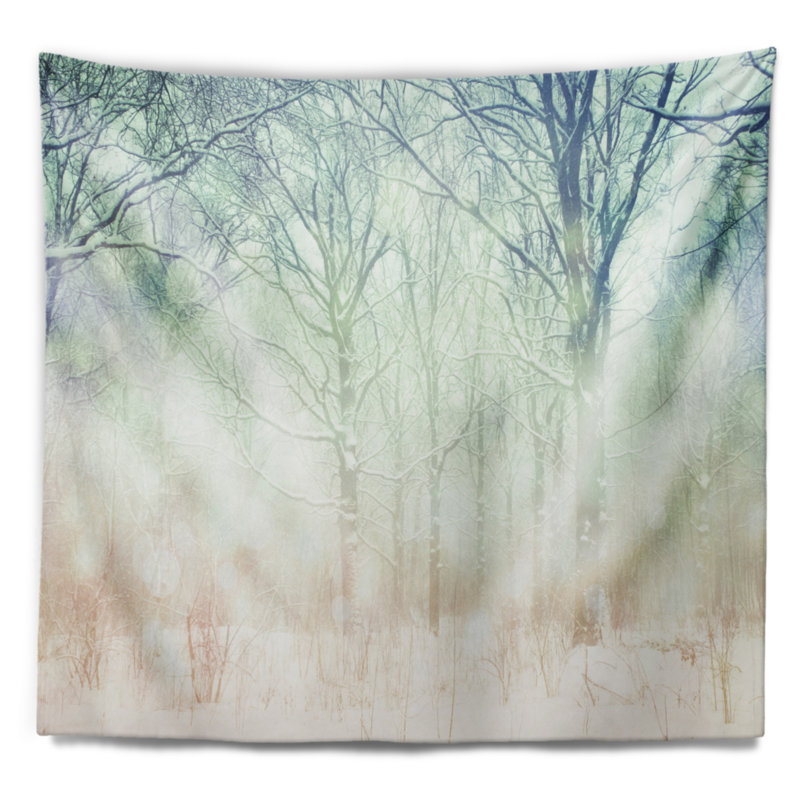 Tapisserie d’hiver de polyester avec une forêt avec accessoires suspendus inclus, H 32 po x l 39 po