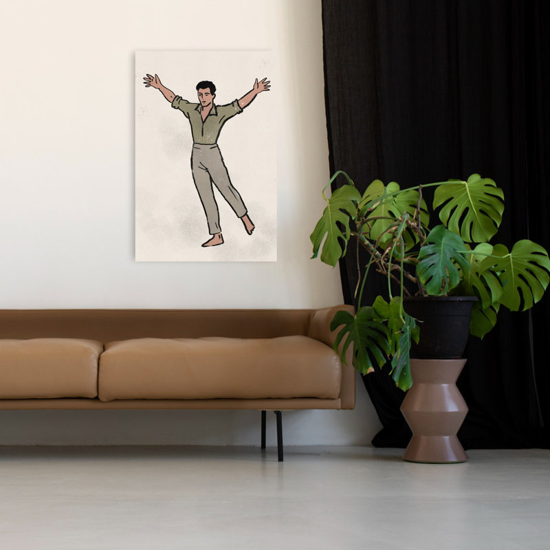 Joyeux danseur, art mural rétro classique élégant, H 48 po x l 32 po