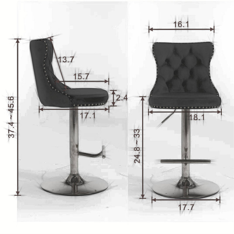 Tabouret pivotant à hauteur réglable Stormstown, Bourgogne, Chrome chrome