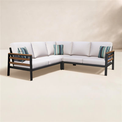 Townsend Outdoor 5 Person Sectional Seating Group With Sunbrella Cushions