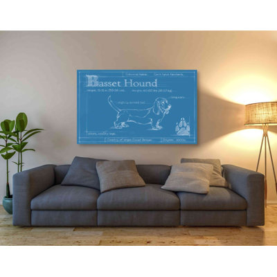 «Blueprint Basset Hound» par Ethan Harper, art mural sur toile