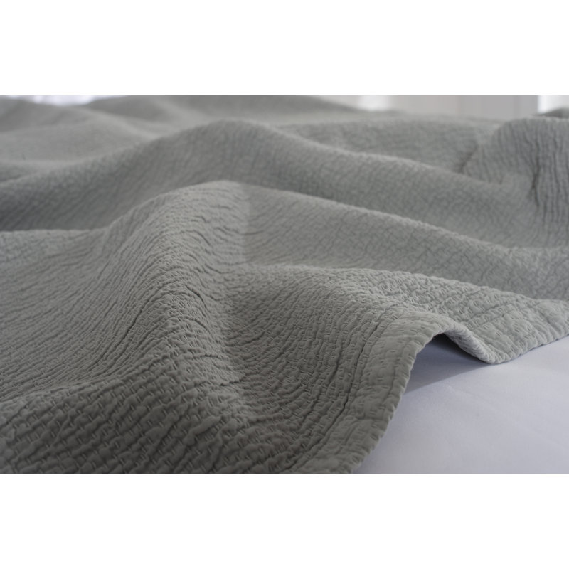 Guimraes Cotton Solid Colour Bedspread, Grey