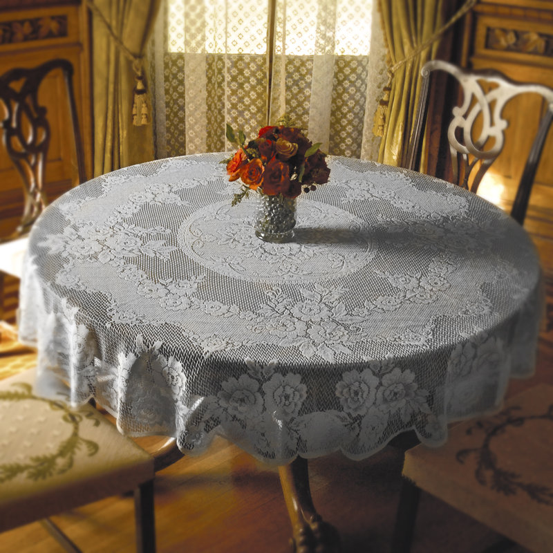 Billups Floral Round Tablecloth, White