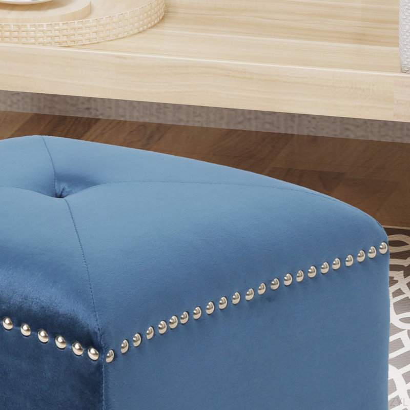 Modern Square Ottoman, Blue
