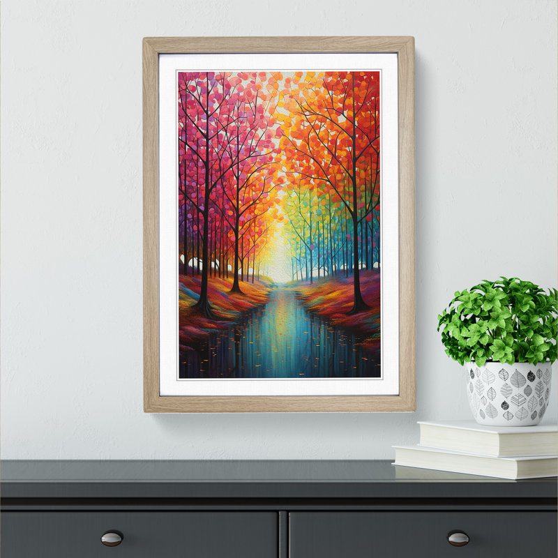 Spring Forest Colour Field No.4 - Single Picture Frame Print on Wood, Oak Framed, 64cm H x 46cm W