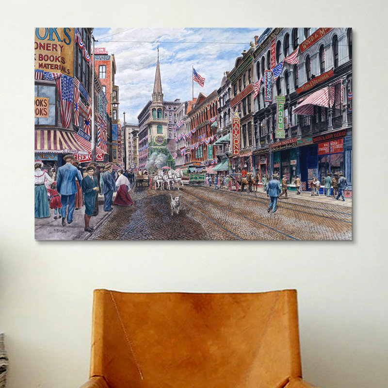« boston » par reproduction d’art sur toile Stanton Manolakas, H 26 po x l 40 po x P 1,5 po, Toile tendue, Pas de tapis