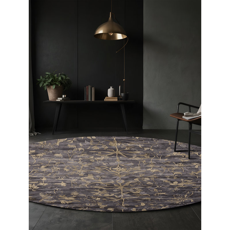 Tapis gris lavable à la machine, Rond 3 pi