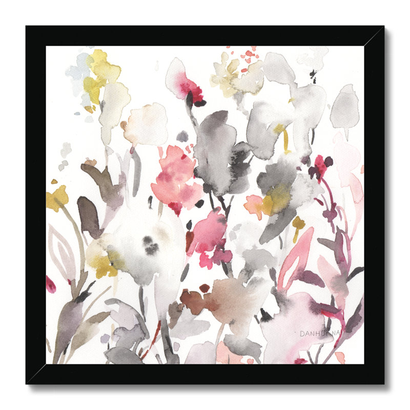 Breezy Florals I by Danhui Nai - Painting, 55cm H x 55cm W, Black Framed Paper Print