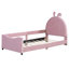 Lit de jour simple tapissier avec tête de lit en forme d'oreille de lapin, rose