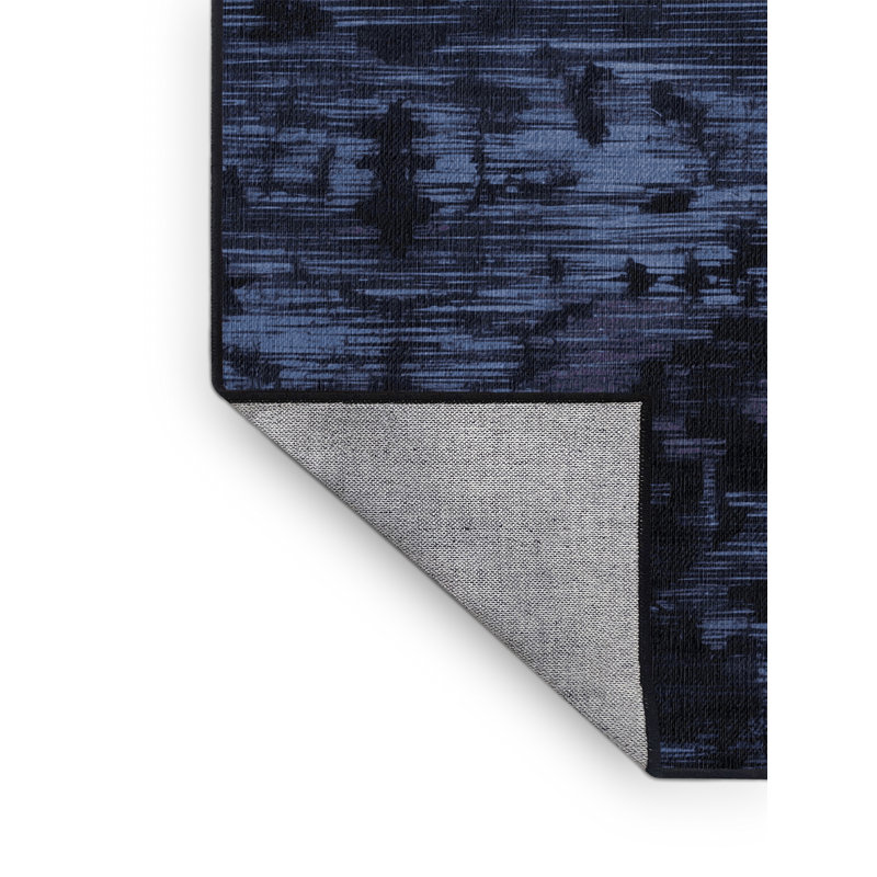 Machine Washable Abstract Gray Area Rug, Square 4'