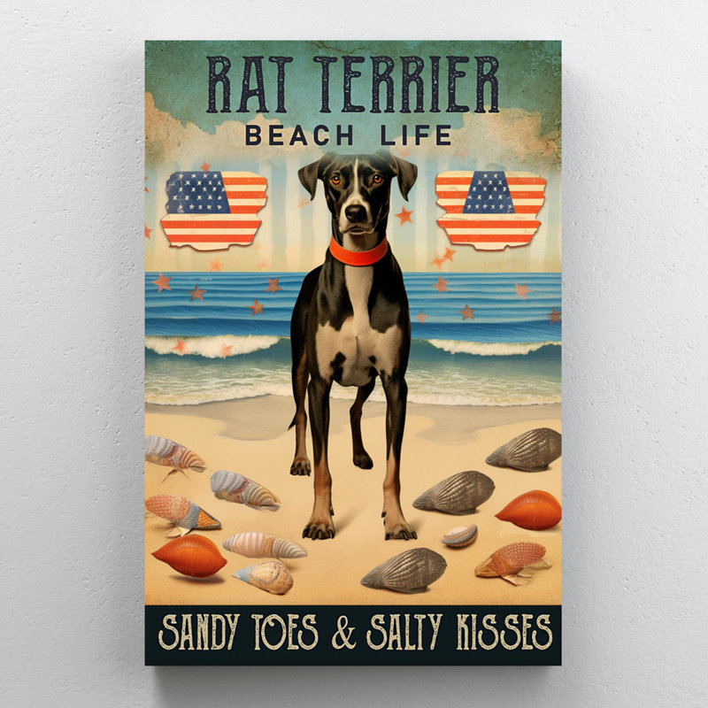 " Rat Terrier Beach Life ", 36" H x 24" W x 1.25" D