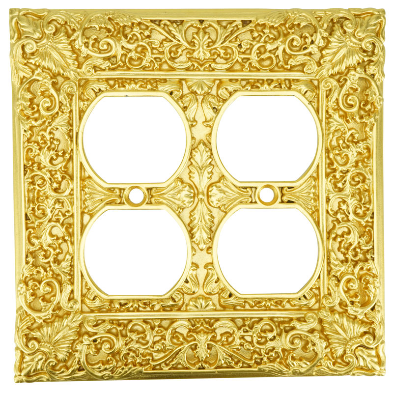 GLENDALE 4 OUTLET SWITCH COVER; IN SATIN GOLD