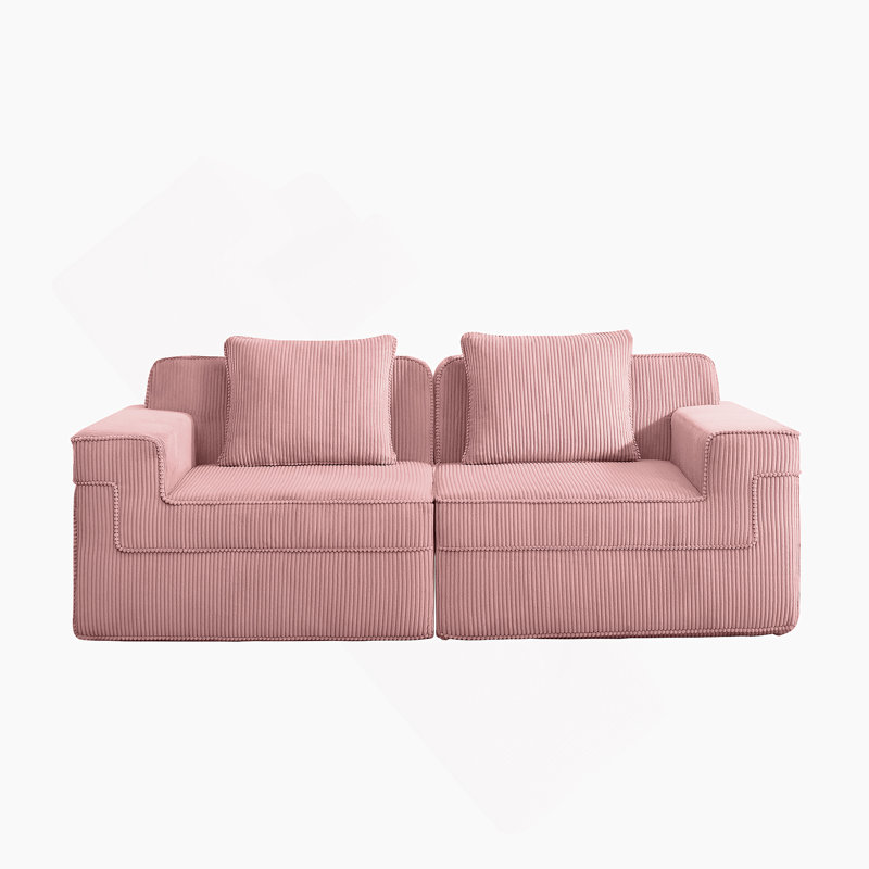 Boneless Modular 2 Seat Loveseat Boneless Sofa With Deep Seat, Cloud Sectional Couch Featuring Throw Pillows And Corduroy Fabric For Ultimate Comfort And Relaxation