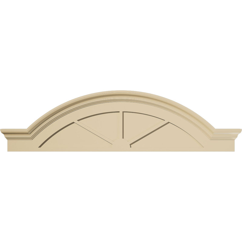 Arche en segment de 58 po x H 15-1 / 2 po x P 3 po avec fronton en uréthane Signature Flankers 3 rayons, brun clair apprêté