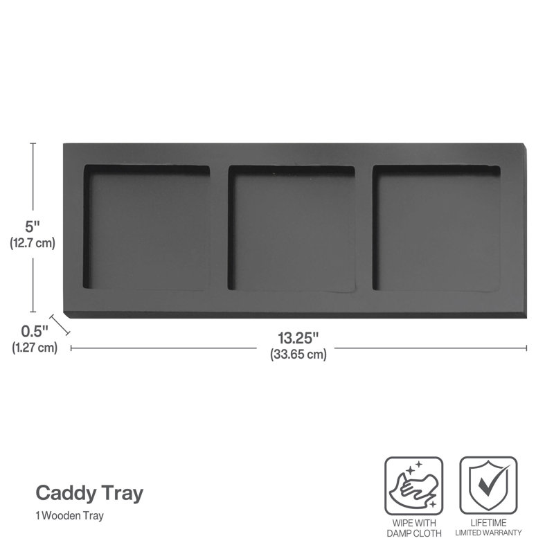 White Ceramic Flatware Caddy Set with Black Wood Tray