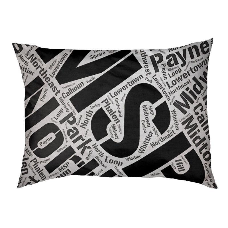Coussin de chien « districts », Moyen (H 9,5 po x l 28 po x P 18 po), Noir, Minneapolis – Saint Paul