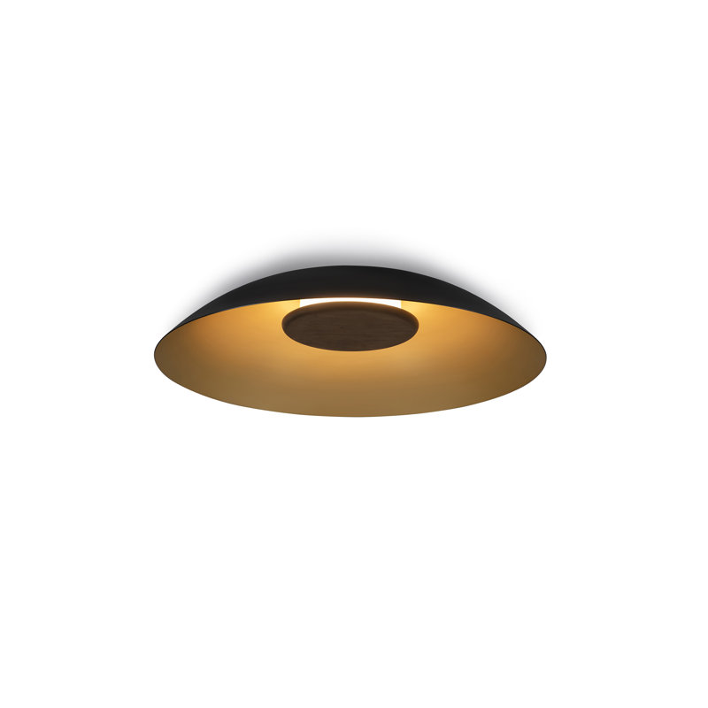 Volo 36" LED Flush Mount, 3000K, Black, Dark Stained Walnut Disc