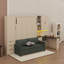 Grand lit escamotable pliable grand format avec canapé et bureau, tablettes et tiroirs, éclairage DEL / USB-125785231