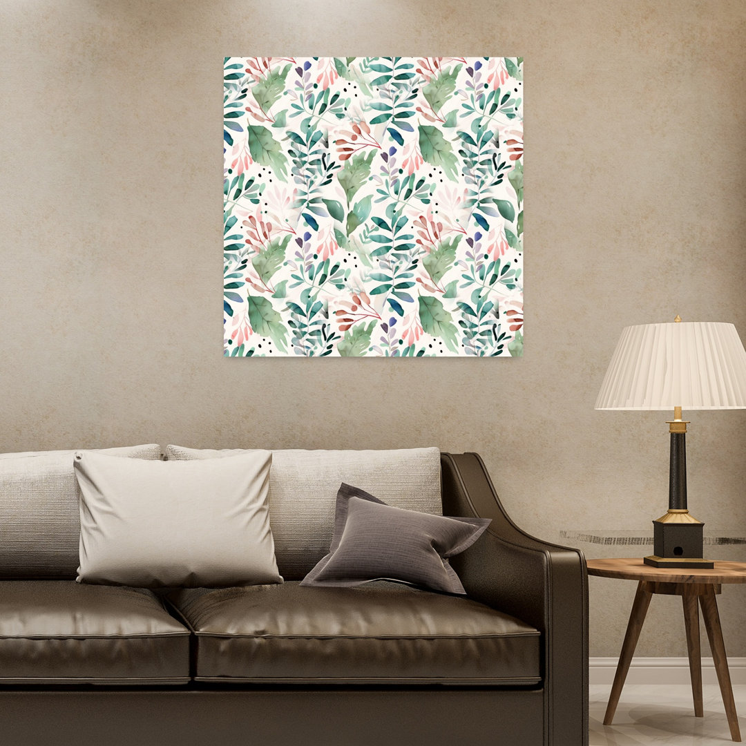 Botanical Watercolor Leaves Abstract Contemporary Flower Nature Wall Art Print