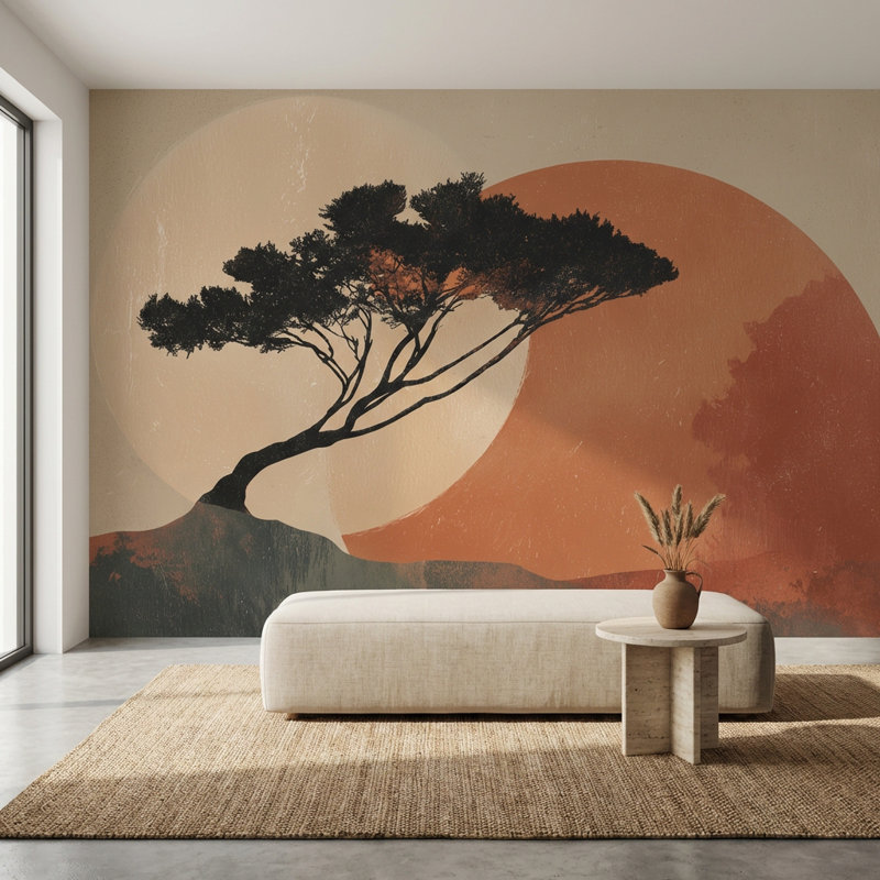 Décoration murale arbre moderne abstrait, 160 po x 108 po, Peler et coller