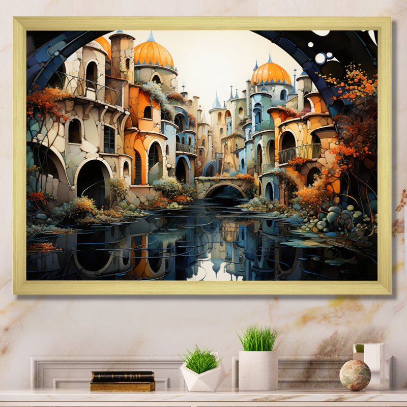 Orange Canal, Encadrement doré, H 24 po x l 32 po x P 1 po