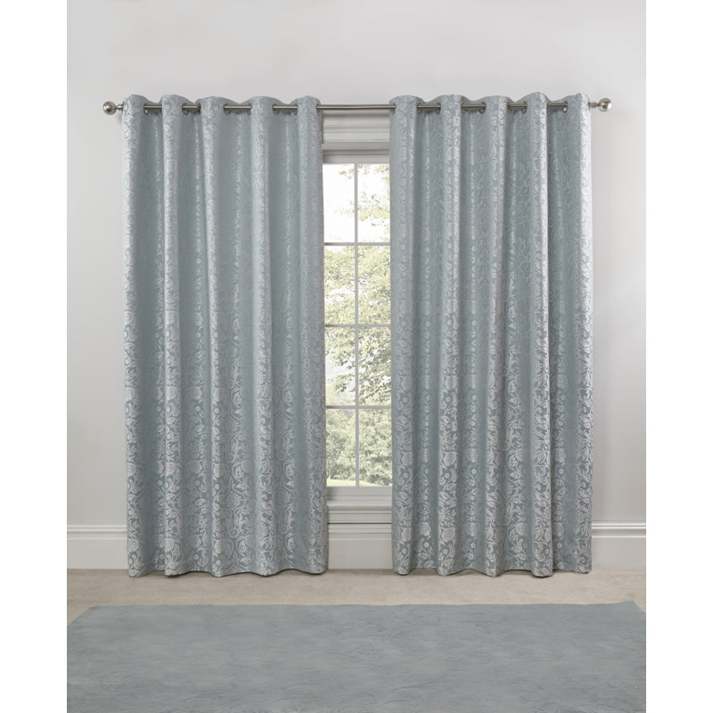 Eden Eyelet Room Darkening Curtains, 168 W x 137 D cm, Duck Egg