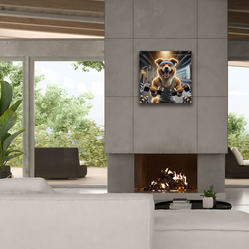 "Kefren" Gym Dog "par Rey Klimt, art mural sur toile, H 26 po x l 26 po