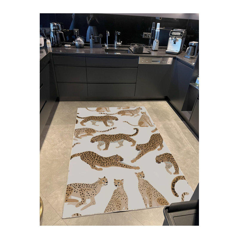 Tapis décoratif lavable à la machine Leopard, Tapis de couloir 2 pi 6 po x 9 pi 10 po