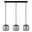 Luminaire suspendu noir 3 lumières Abhinav 1 35 pouces avec abat-jour en verre fumé chromé