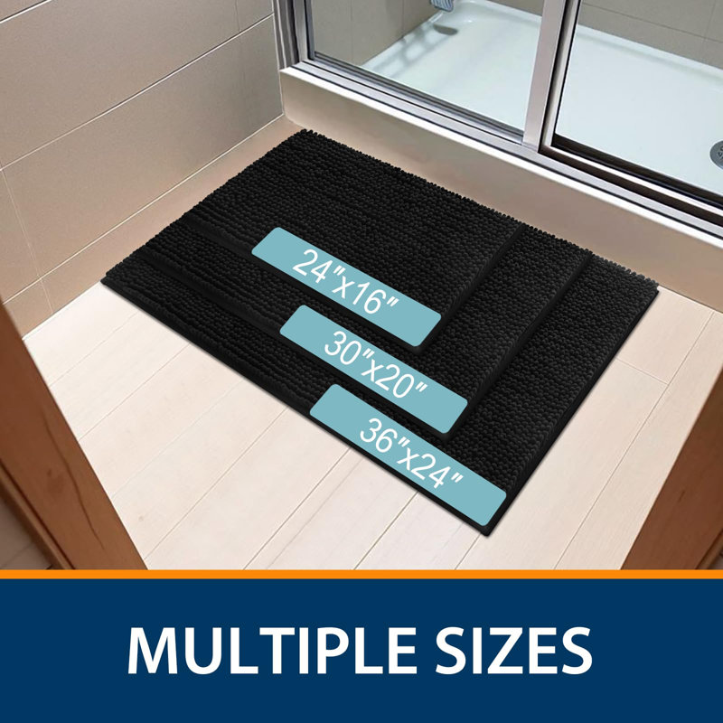 Tapis pour salle de bain Wagnon, Charbon de bois, L 20 po x L 30 po