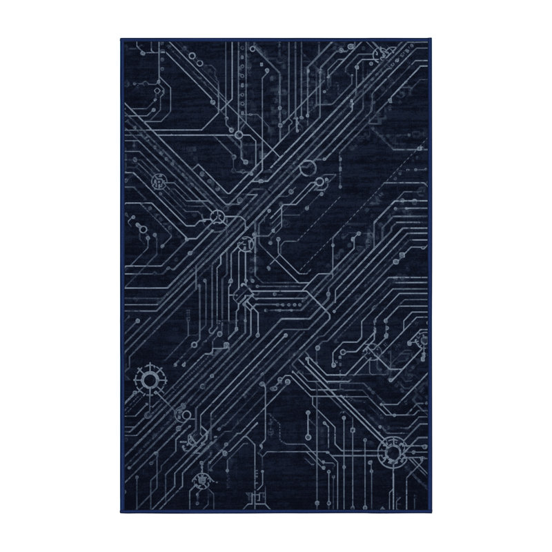 Tapis géométrique moderne et contemporain lavable à la machine Patrizius, 5 x 8