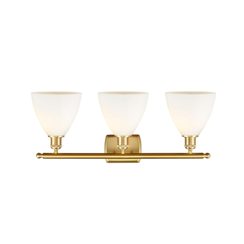 Éclairage pour meuble-lavabo 3 lumières Shauna, Blanc mat, Incandescente, Or satiné