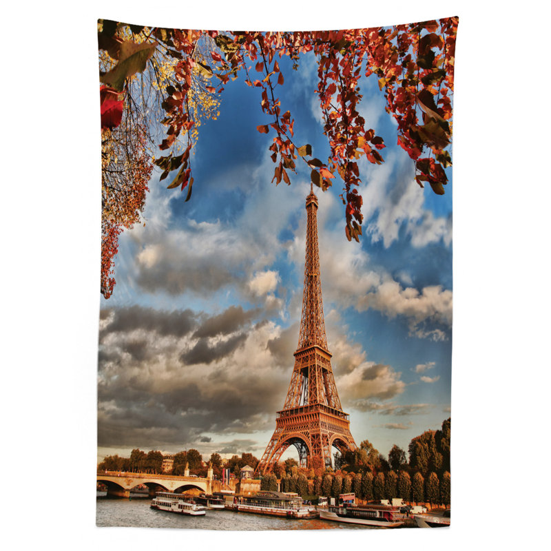 Table de salle à manger, table de cloudscape pour salle de bain, table de salle de bain ambesonne eiffel, table de salle à manger décoration, 60 po x 90 po, orange foncé cannelle