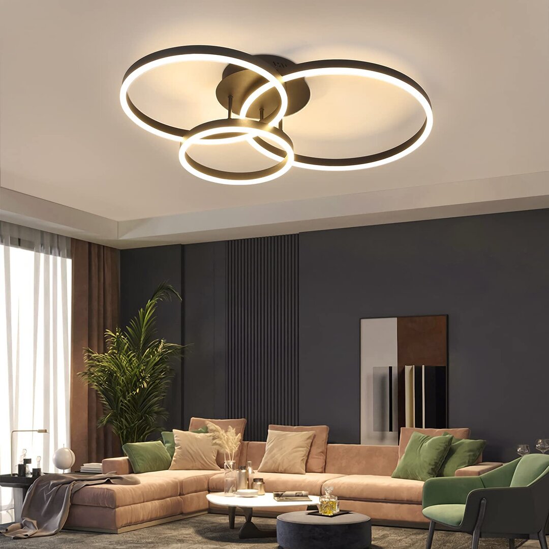 LED Deckenleuchte Schwarz Dimmbar mit 3 Ringen Design aus Acryl 82CM