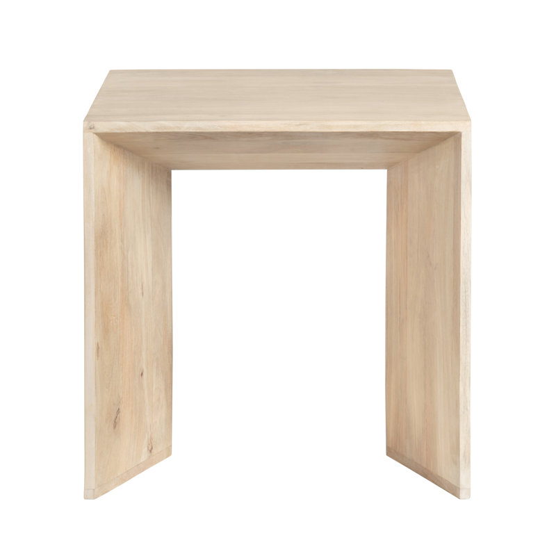 Table d'appoint carrée en bois massif blanchi Homestead