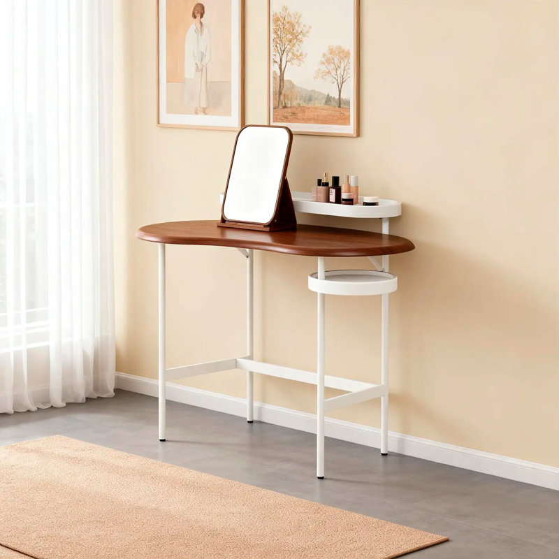 Flow Dressing Table with Side Shelf, Walnut