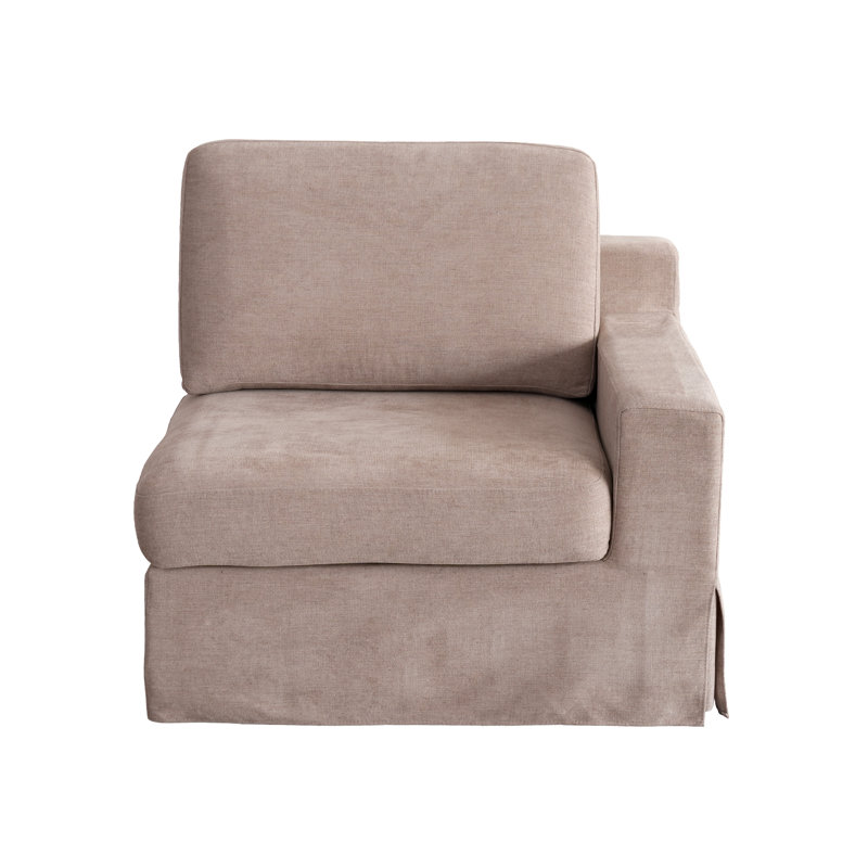 Oecusse Upholstered 38.6 " Linen Sectional, Khaki