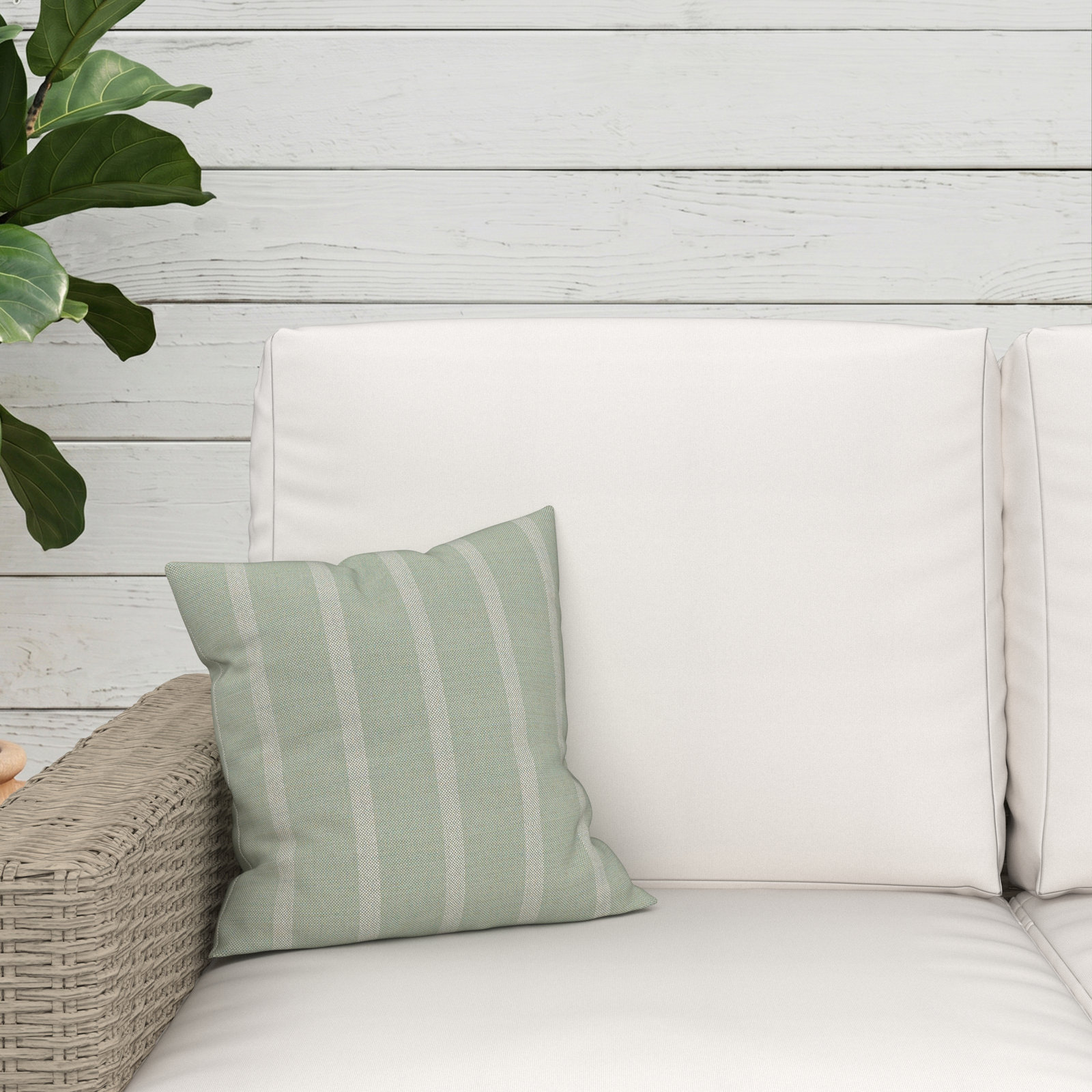 Lani Sunbrella® Throw Pillow, Square 14", Unwind Rainwashed