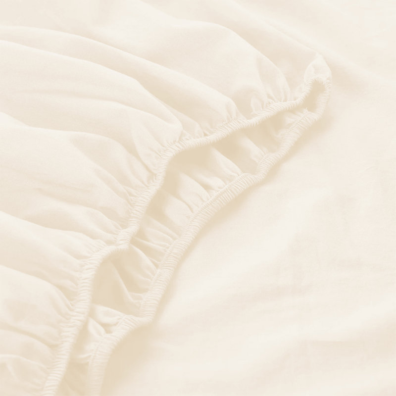 200 Thread Count Microfiber Deep Fitted Bed Sheet – 25cm Pocket, Cream, Double (4'6)